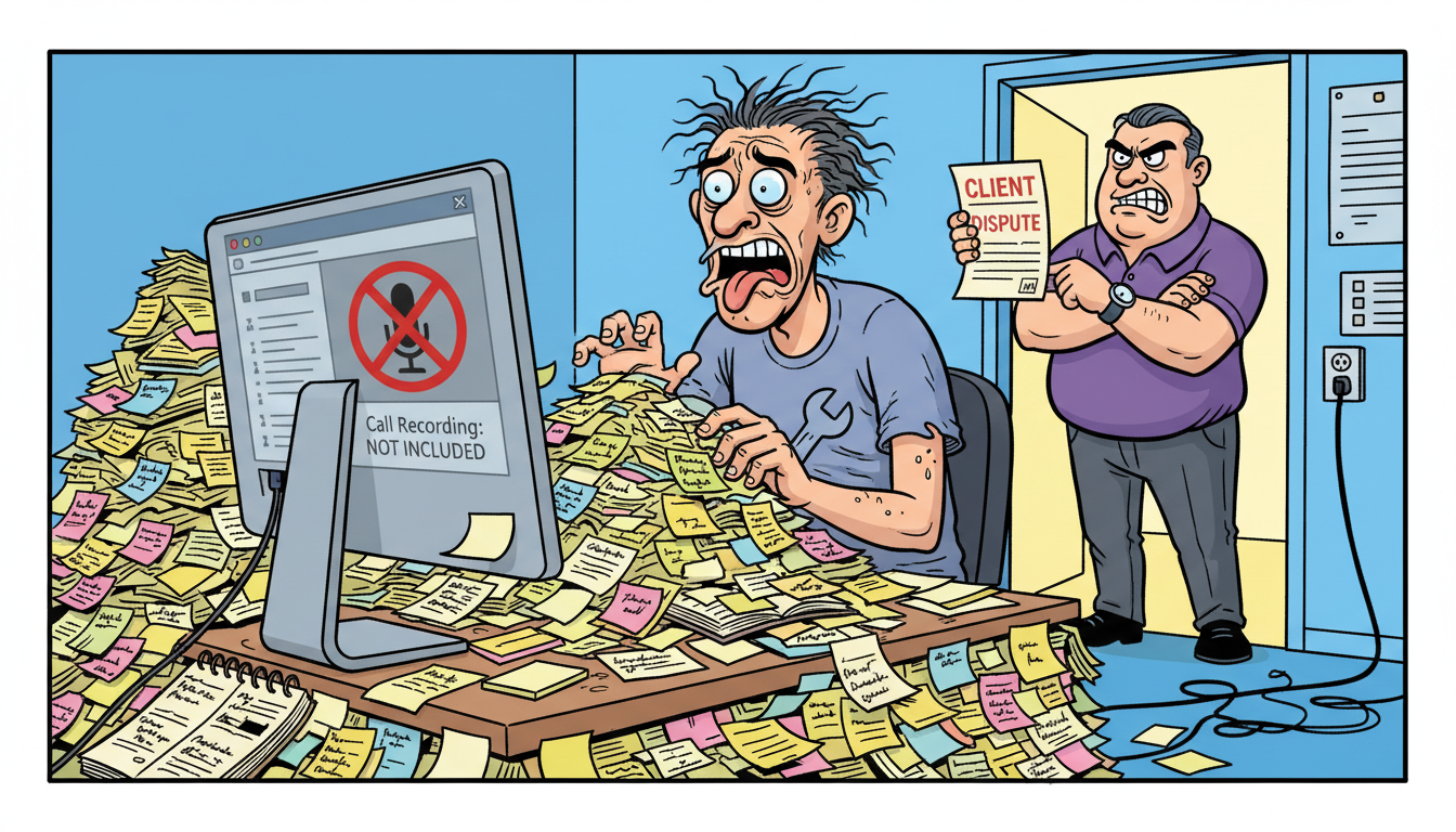 Cartoon: What CRM options include automatic call recording and transcription